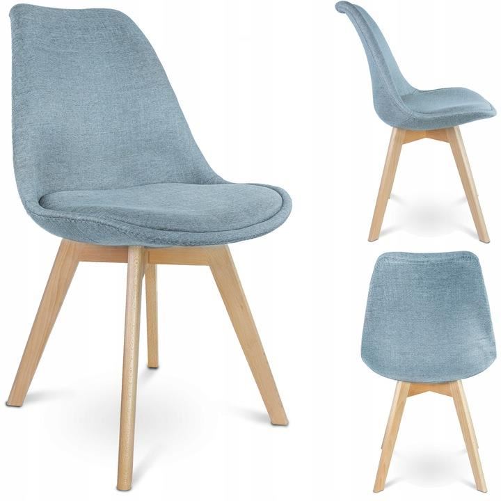 Scaune bucatarie/living, stofa, lemn, albastru deschis, set 4 buc, 49x55x82 cm - imagine 10