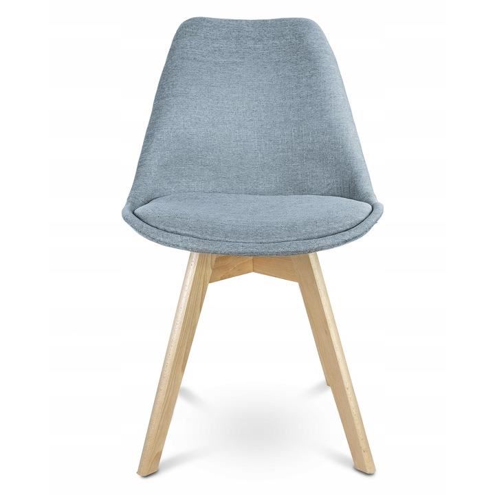 Scaune bucatarie/living, stofa, lemn, albastru deschis, set 4 buc, 49x55x82 cm - imagine 8