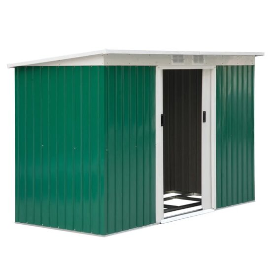 Casuta de gradina pentru depozitare unelte, otel, verde, 280x130x172 cm