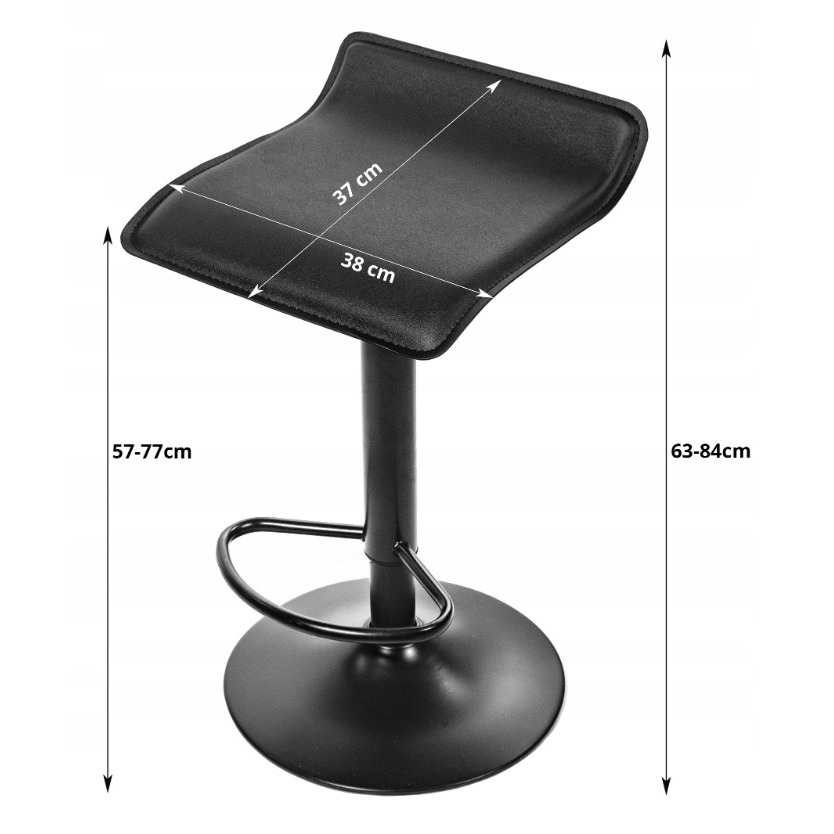 Scaun de bucatarie/bar, Artool, Fort, rotativ, piele ecologica, negru, 38x39x84 cm