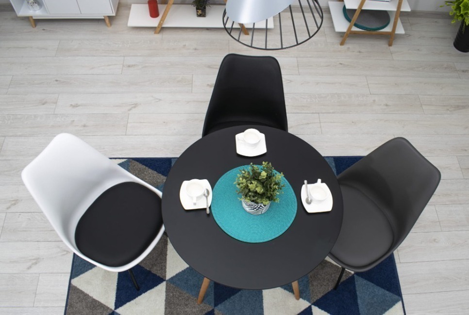Masa stil scandinav, Artool, rotund, MDF si lemn, negru, natur, 80x72 cm