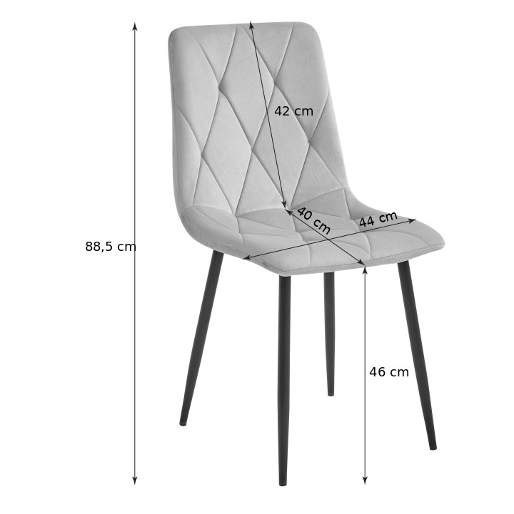 Scaun bucatarie/living, Artool, Libra, catifea, metal, bleumarin si negru, 44x40x88.5 cm