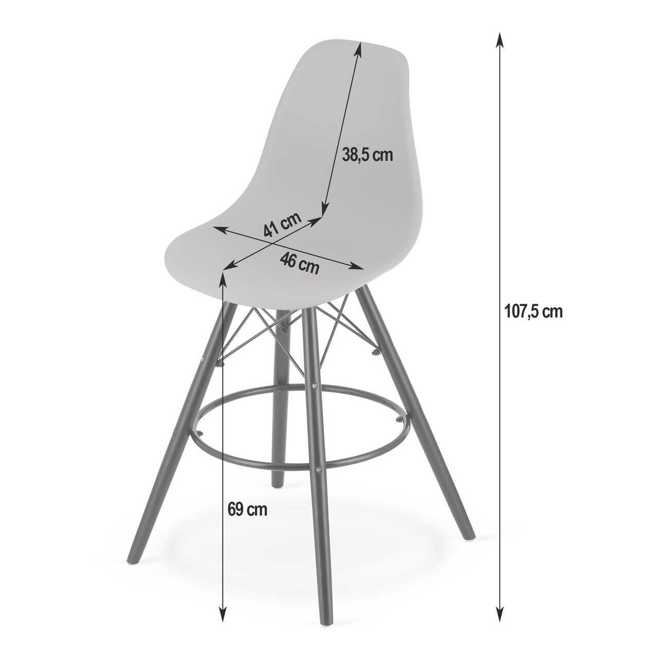 Scaun de bucatarie/bar, Artool, Lamal, PP, lemn, gri si negru, 54x55x107.5 cm
