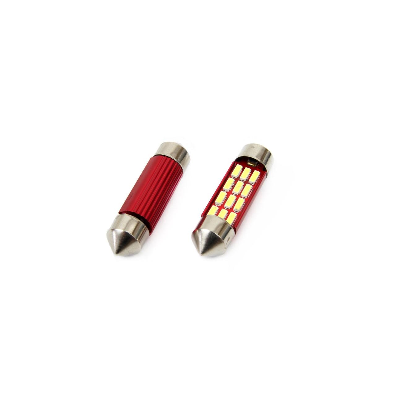 Set becuri auto cu LED CANBUS sofit compatibil C5W 12 SMD 39mm Alb 12/24V, destinat competitiilor auto sau off-road