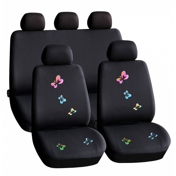 Set huse scaun auto ieftine, Universale 9 piese, model BUTTERFLY