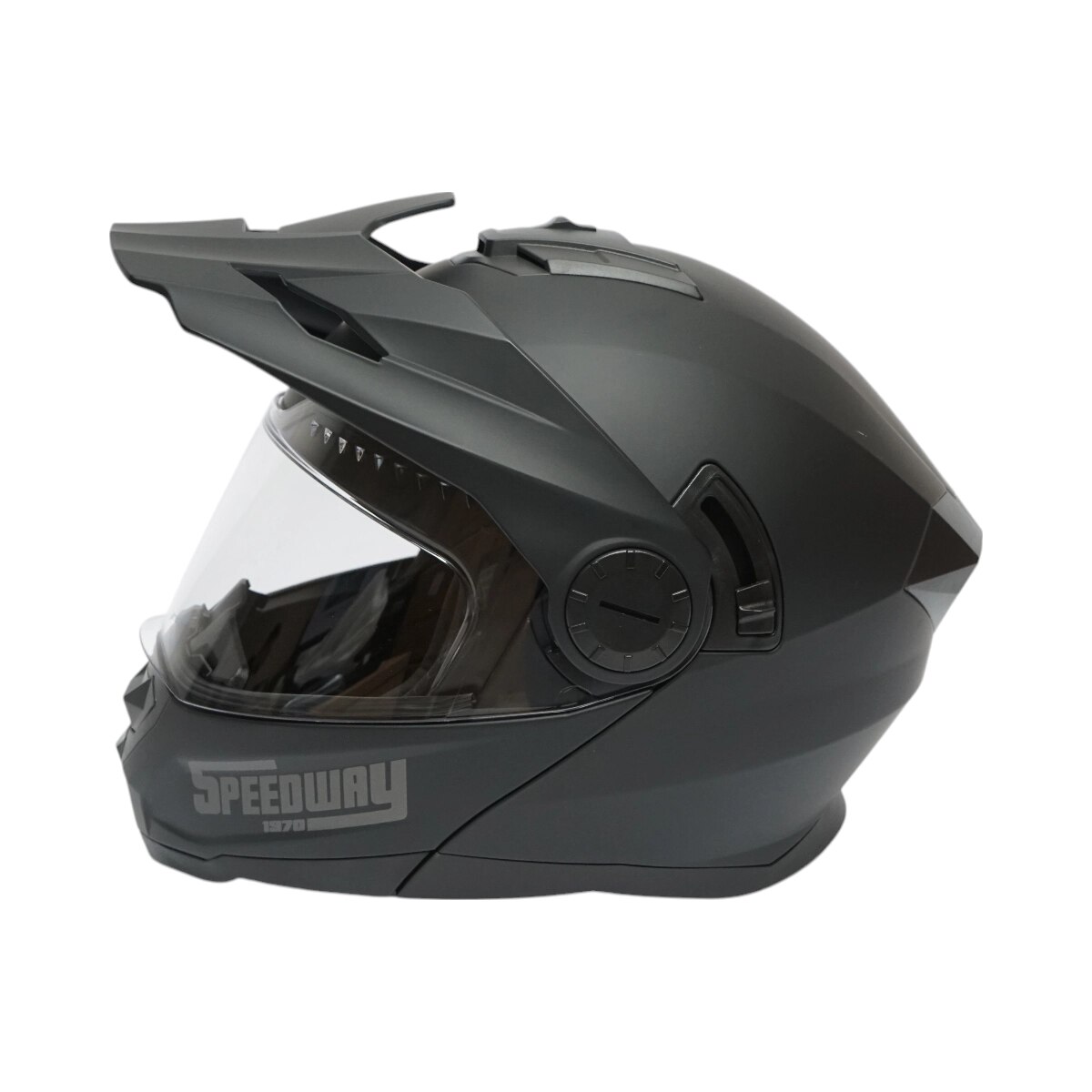 Casca motocross integrala, negru mat cu viziera transparenta si ochelari de soare marimea XL, model LION - imagine 3