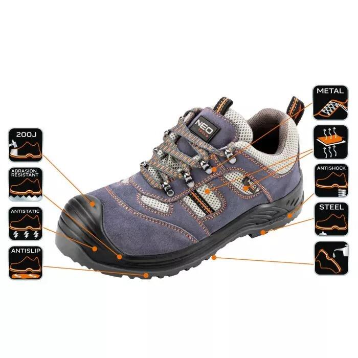 Pantofi de lucru din piele de caprioara, S1P, SRA, marimea 41, NEO - imagine 7