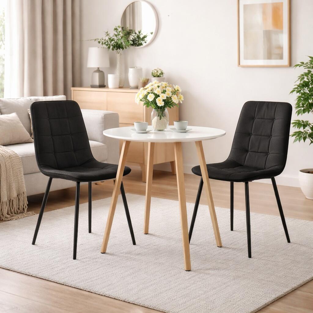 Scaun bucatarie/dining, Artool, Kara, catifea neagra, picioare metal negru, 44.5x50.5x87 cm - imagine 13