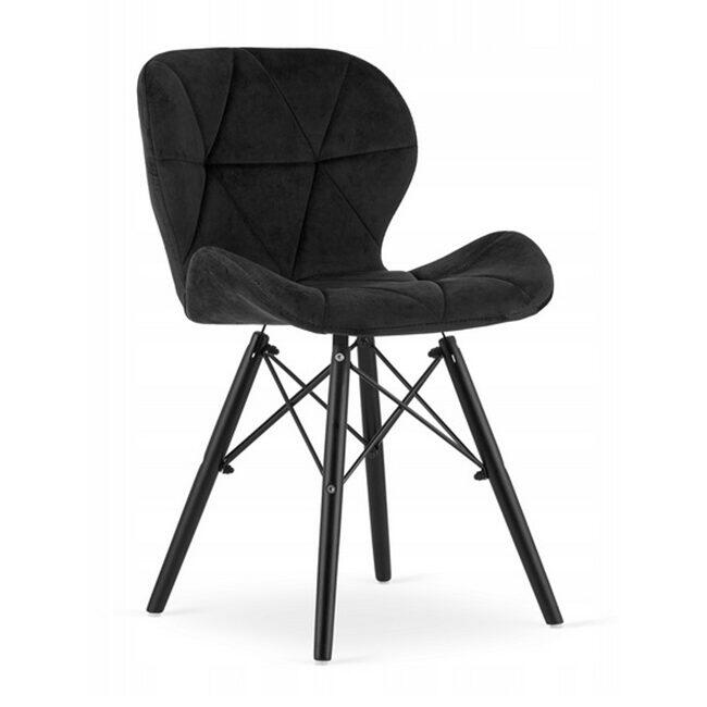 Scaun stil scandinav, Artool, Lago Velvet, catifea neagra, picioare lemn negru, 47x36x73.5 cm - imagine 9