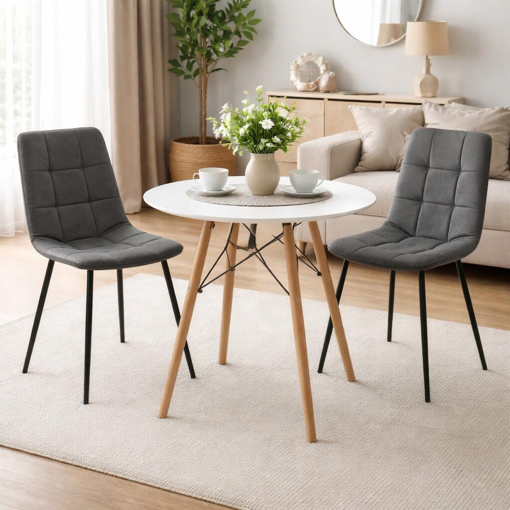 Scaun bucatarie/living, Artool, Kara, catifea gri, picioare metal negru, 44.5x50.5x87 cm - imagine 11