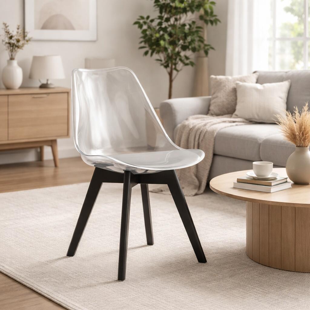 Scaun bucatarie/living, Artool, Mark, PP transparent, picioare negre, 49x43x82 cm - imagine 8