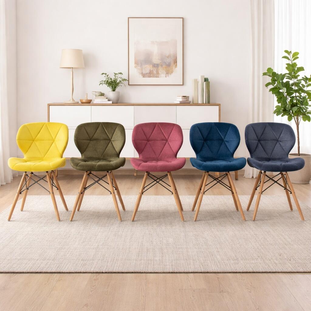 Scaun stil scandinav, Artool, Lago, catifea roz, picioare lemn natur, 48x43x74 cm - imagine 15