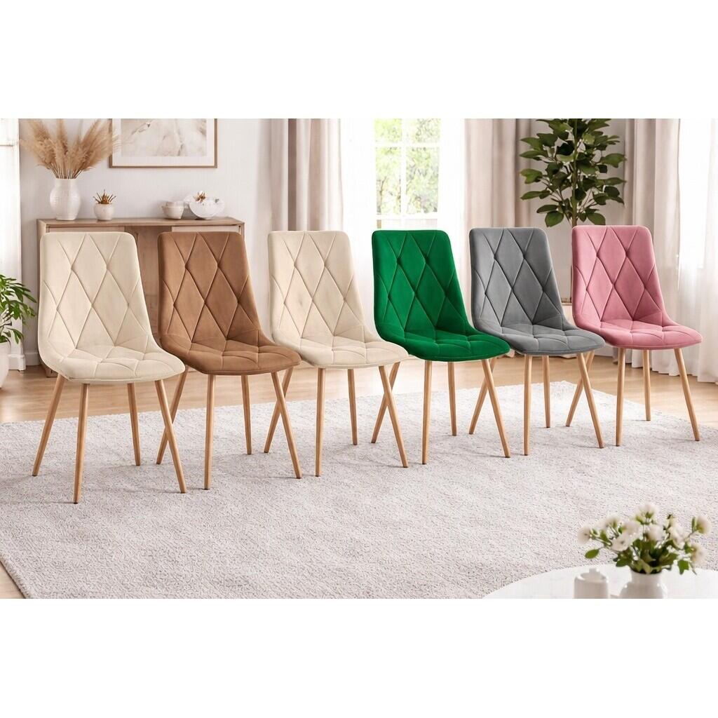 Scaun bucatarie/living, Artool, Libra, catifea verde, picioare metal natur, 45x54x86.5 cm - imagine 9