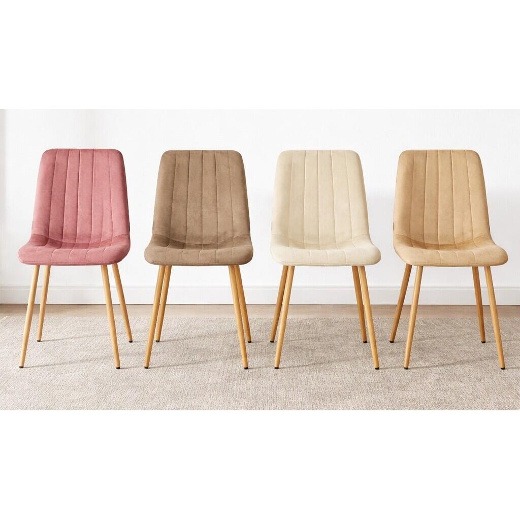 Scaun bucatarie/living, Artool, Lava, catifea bej deschis, picioare metal natur, 45x55x86 cm - imagine 9