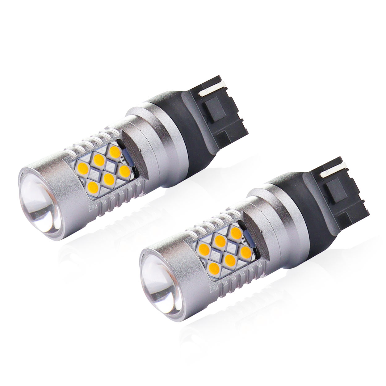 Set becuri auto cu LED CANBUS, 3030, 24SMD, compatibil T20, 7440, WY21W, Portocaliu, 12V / 24V, destinat competitiilor auto sau off-road - imagine 2
