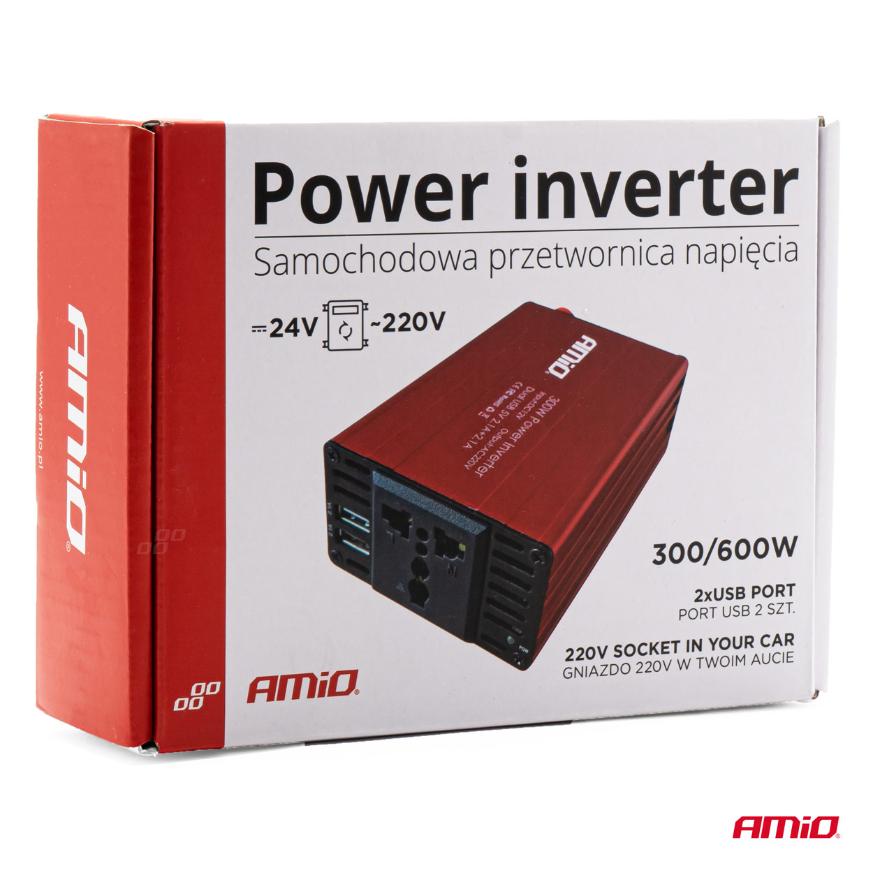 Convertor de tensiune 24V -> 230V, 300W/600W, 2 x USB 5V - imagine 8