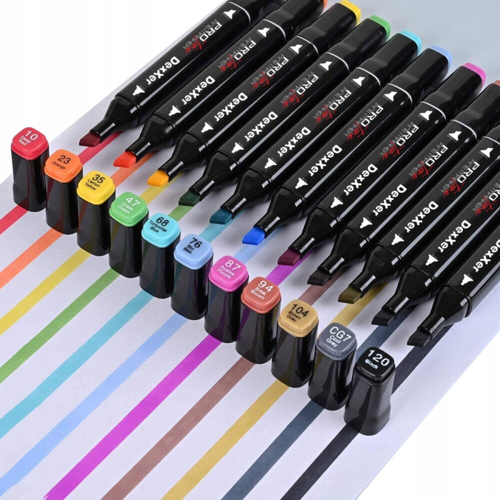 Set 120 Markere Profesionale pentru pasionatii de desen, cu cap dublu gros - subtire, cu geanta de depozitare, model AVX-WT-MDS-120 - imagine 8