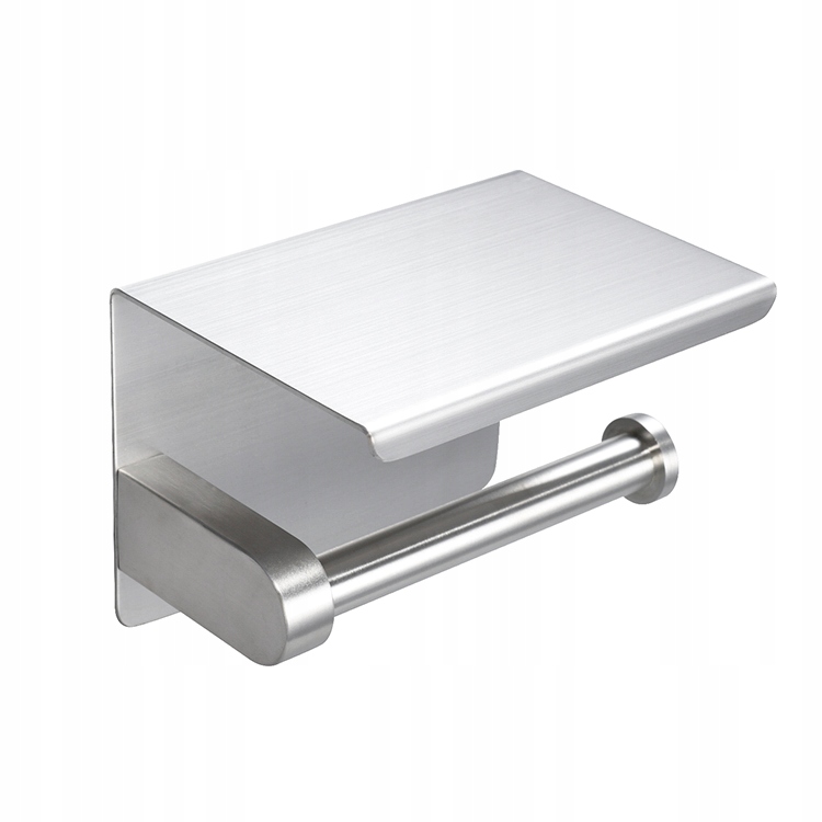 Suport metalic pentru hartie igienica cu raft pentru telefon, finisaj Crom - imagine 2