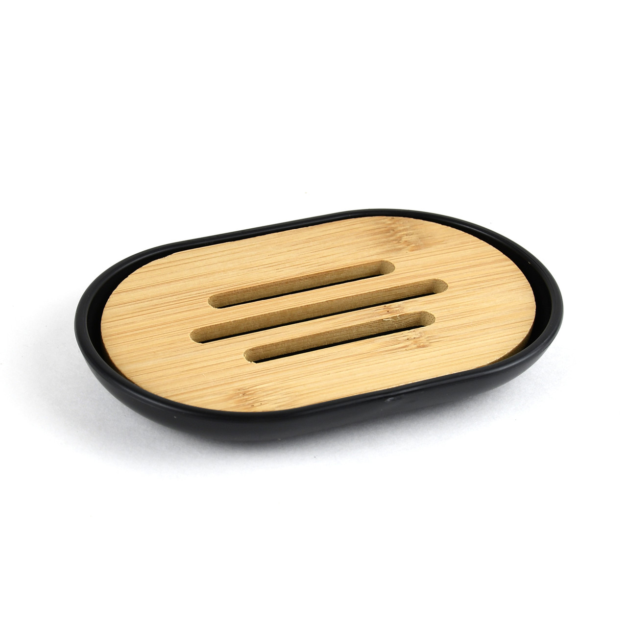 Set Elegant pentru baie format din 6 piese, ABS + lemn, culoare negru/maro - imagine 3