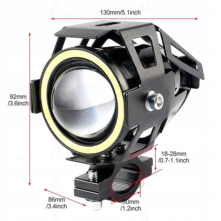 Proiector LED cu Lupa, Angel Eye ALB si Devil Eye RED, alimentare 12V, pentru Off-Road, ATV, SSV, UTV - imagine 5