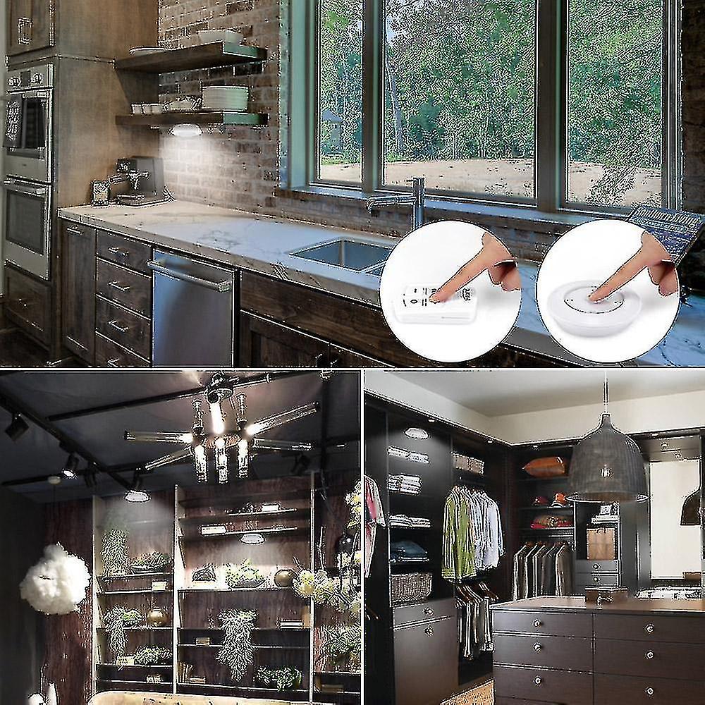 Set 6 Lampi LED Wireless, autoadezive, cu telecomanda, pentru iluminat scari sau mobilier - imagine 4