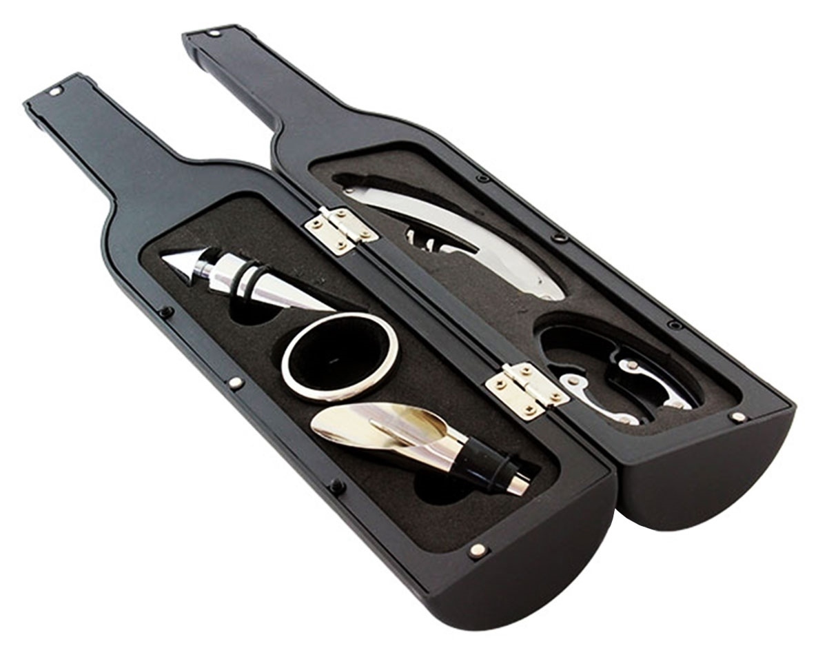 Set Cadou "Accesorii Vin in forma de Sticla, 6in1" culoare Neagra - imagine 3