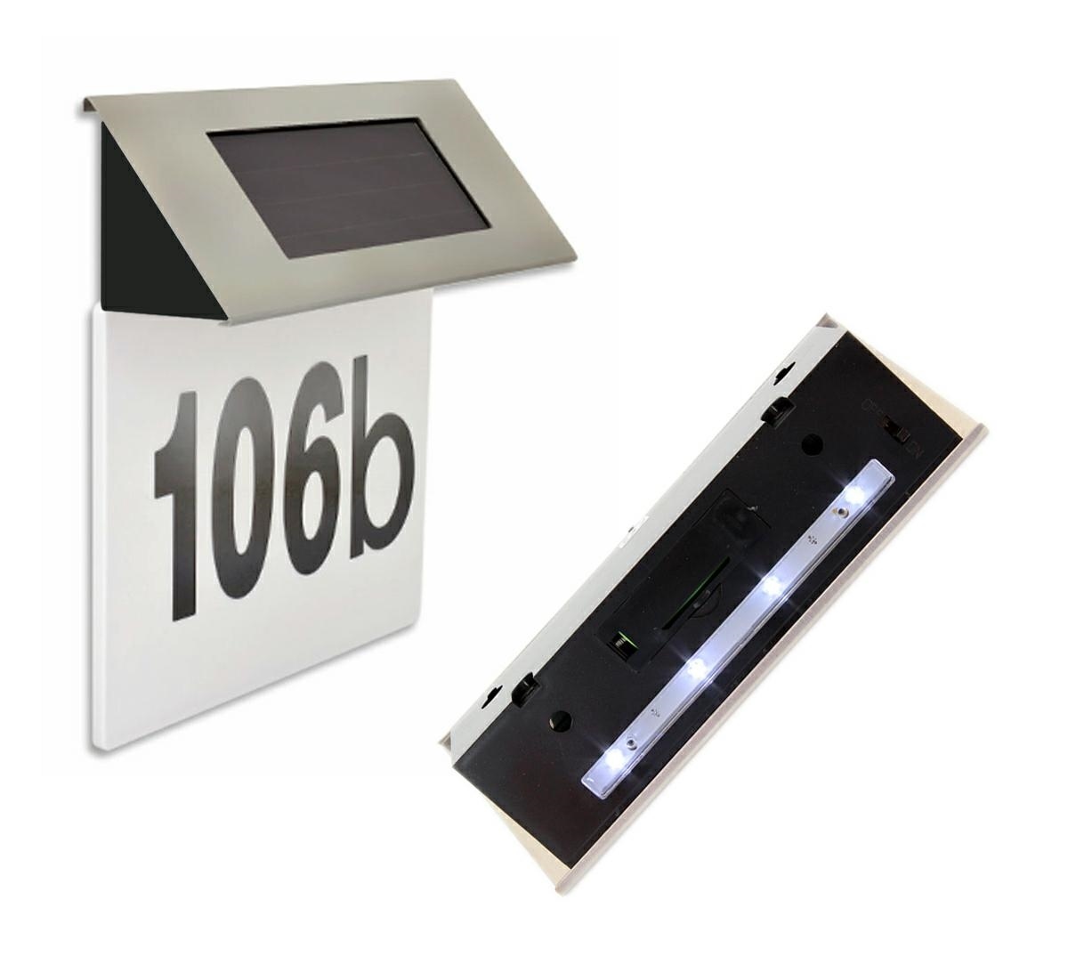 Placa numar casa iluminata LED, incarcare solara, carcasa din INOX - imagine 3