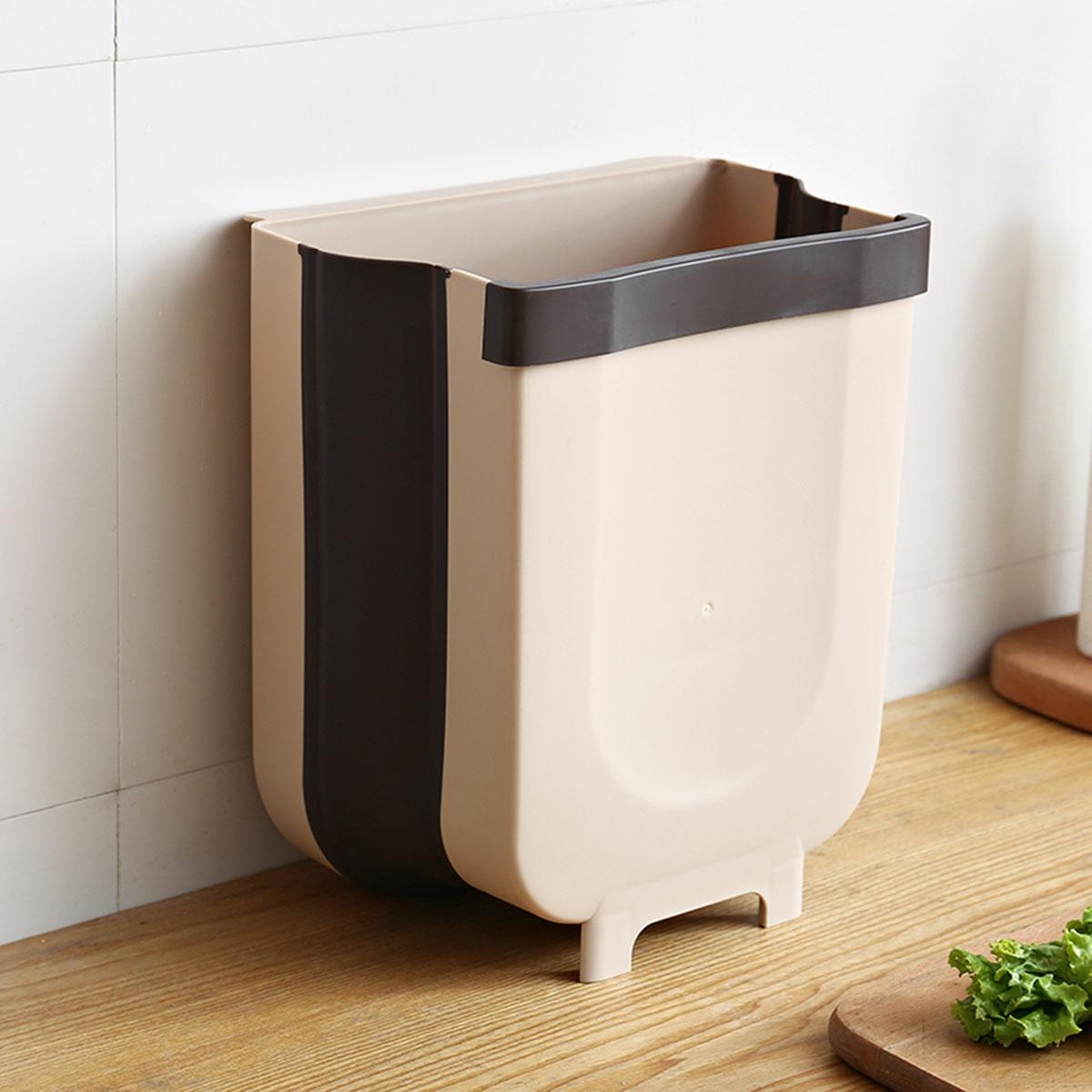 Cos de gunoi pliabil, suspendat pentru bucatarie, culoare Gri, capacitate 8 litri - imagine 3