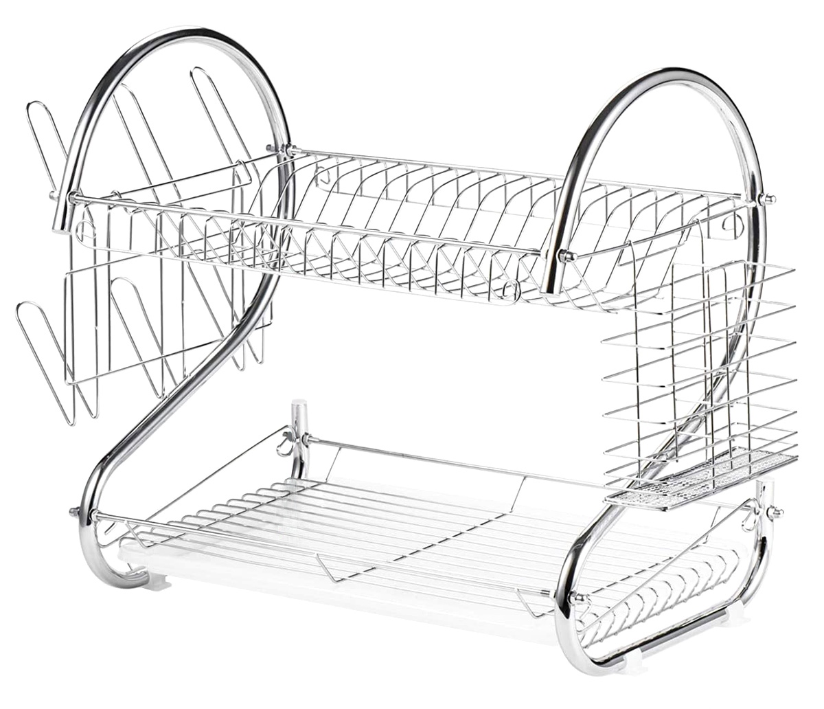 Uscator de vase din otel cu doua niveluri, cu tava din plastic, AVX-AG373 - imagine 3