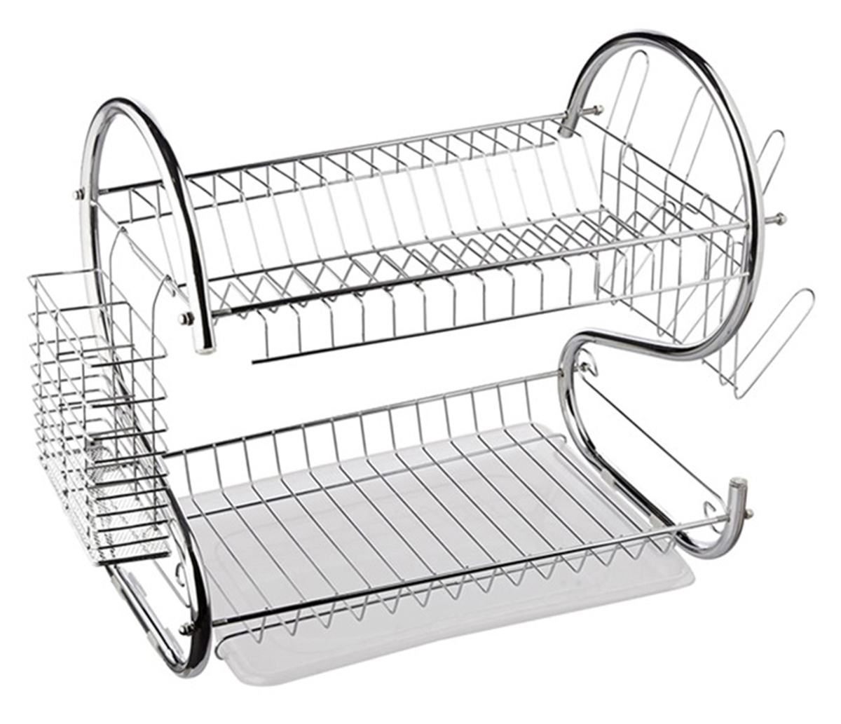 Uscator de vase din otel cu doua niveluri, cu tava din plastic, AVX-AG373 - imagine 4