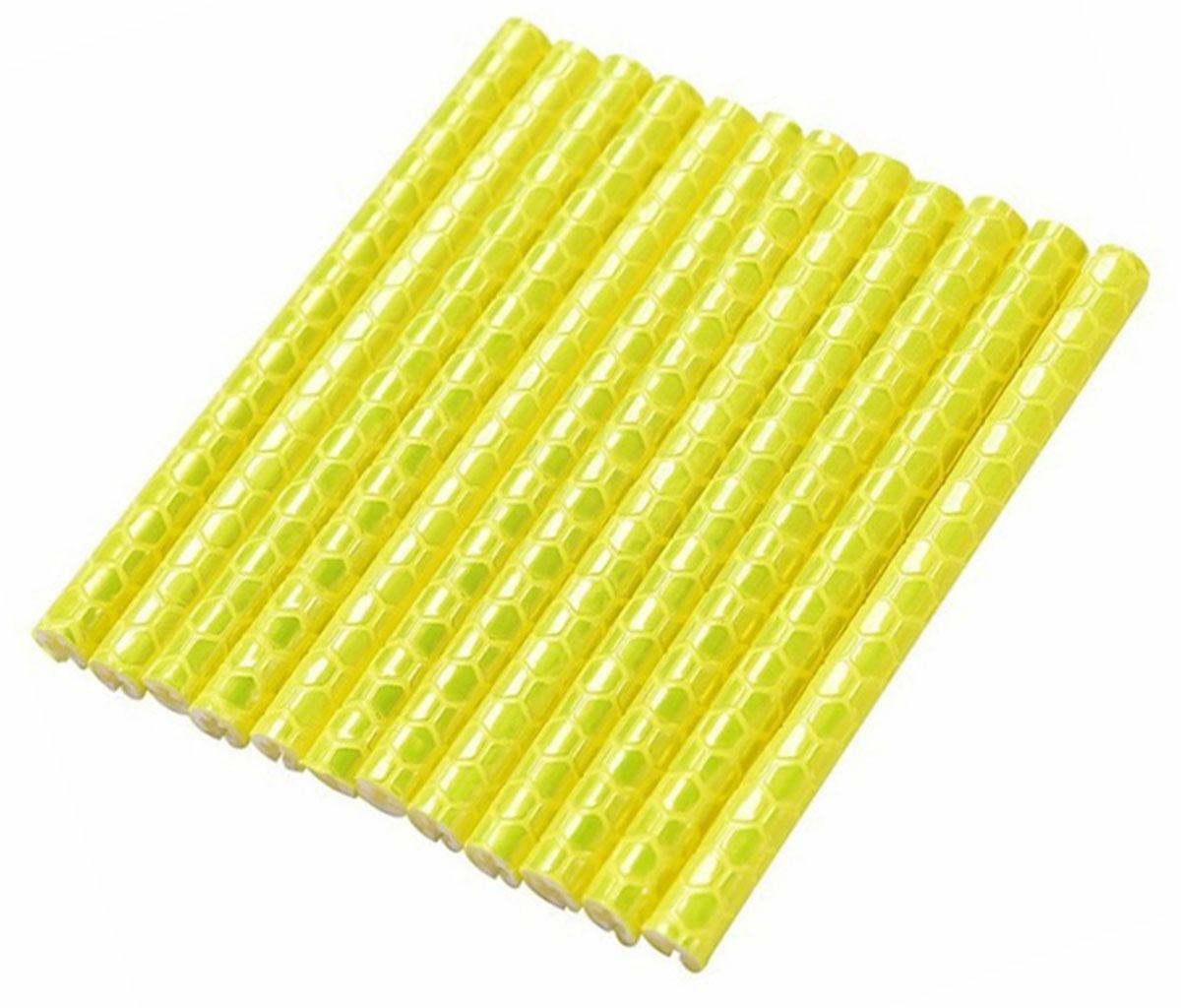Set 12 ornamente din material reflectorizant pentru spite bicicleta, culoare galben