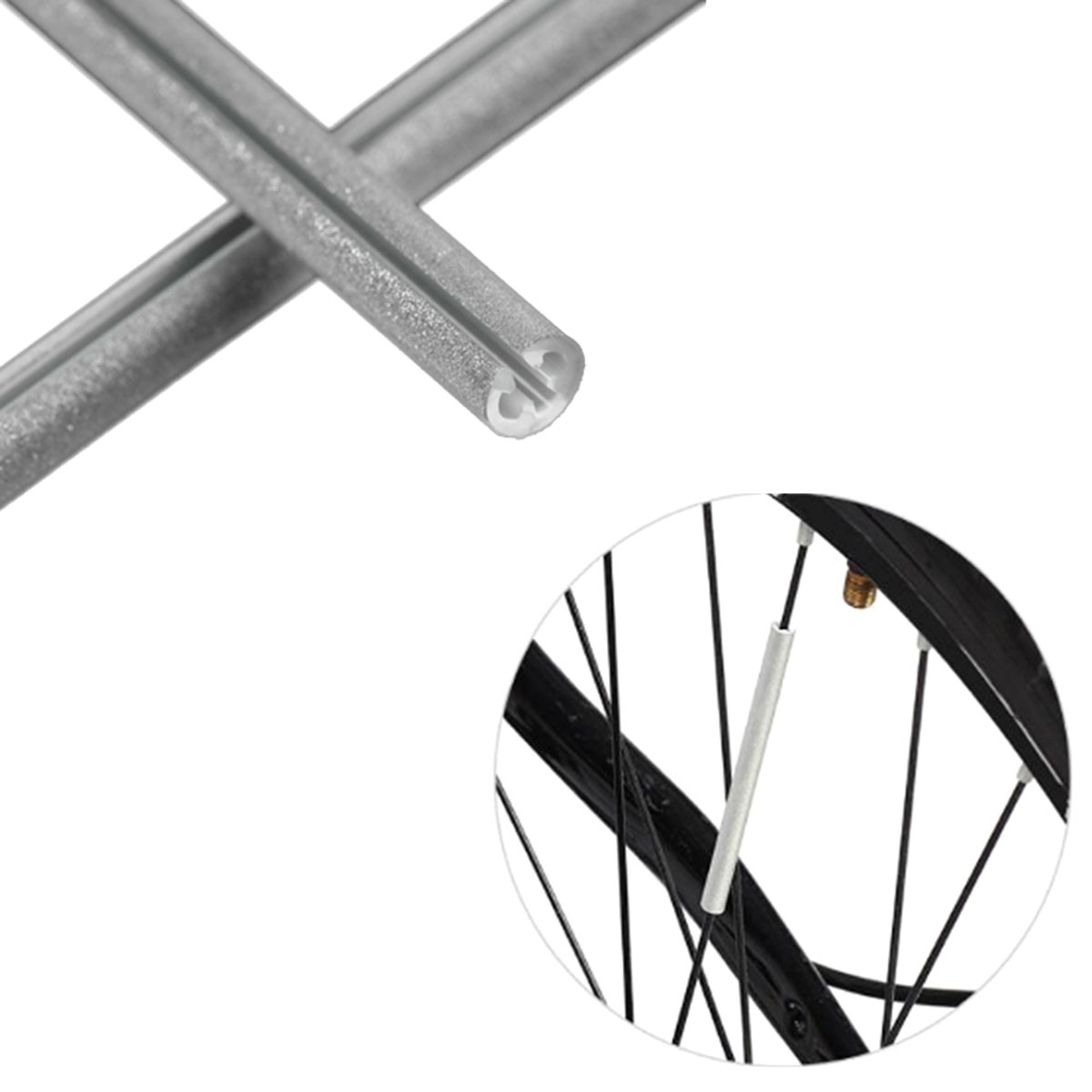 Set 12 ornamente din material reflectorizant pentru spite bicicleta, culoare gri - argintiu - imagine 3