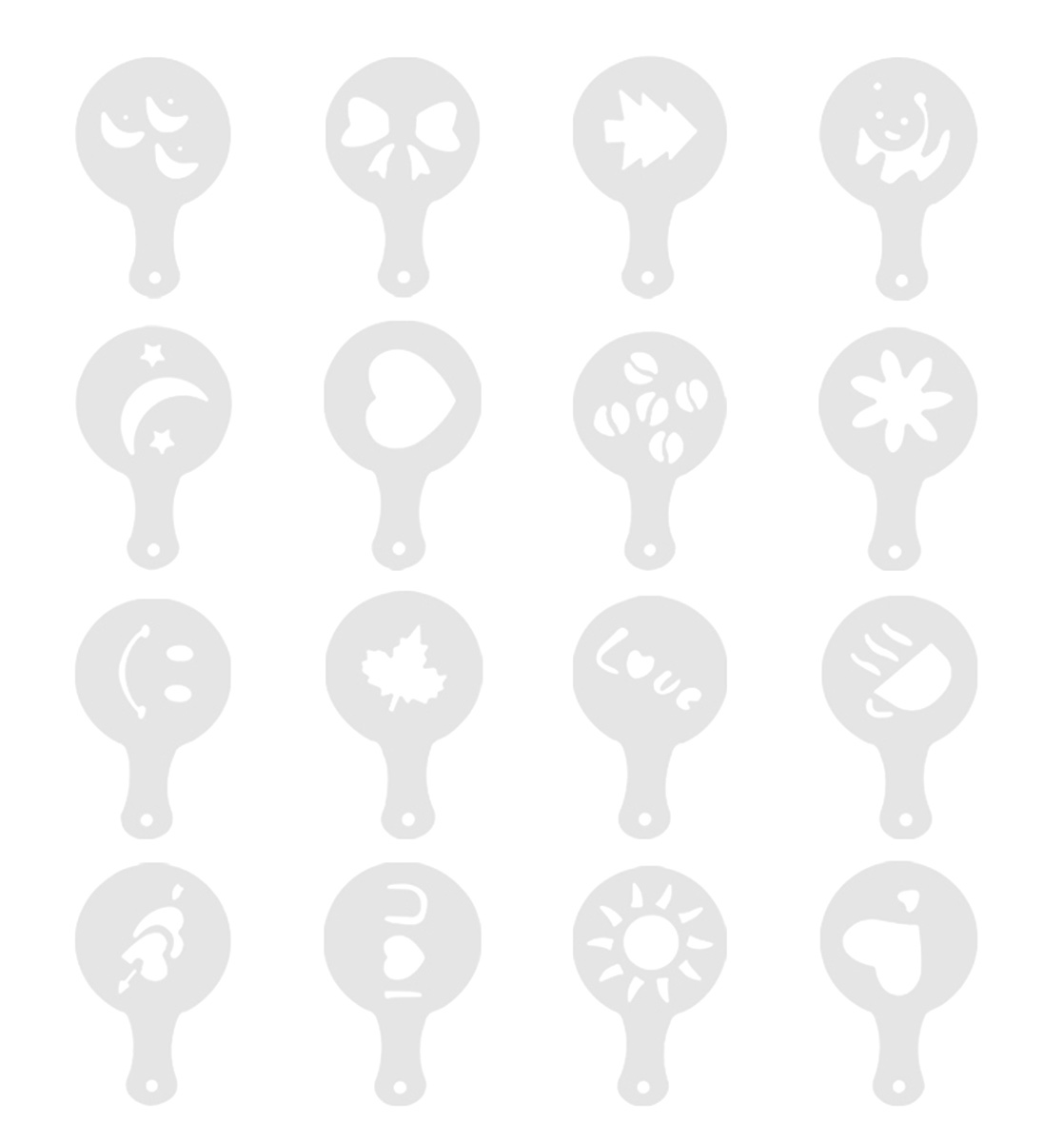 Set 16 sabloane reutilizabile pentru ornarea desertului sau a cafelei - imagine 7