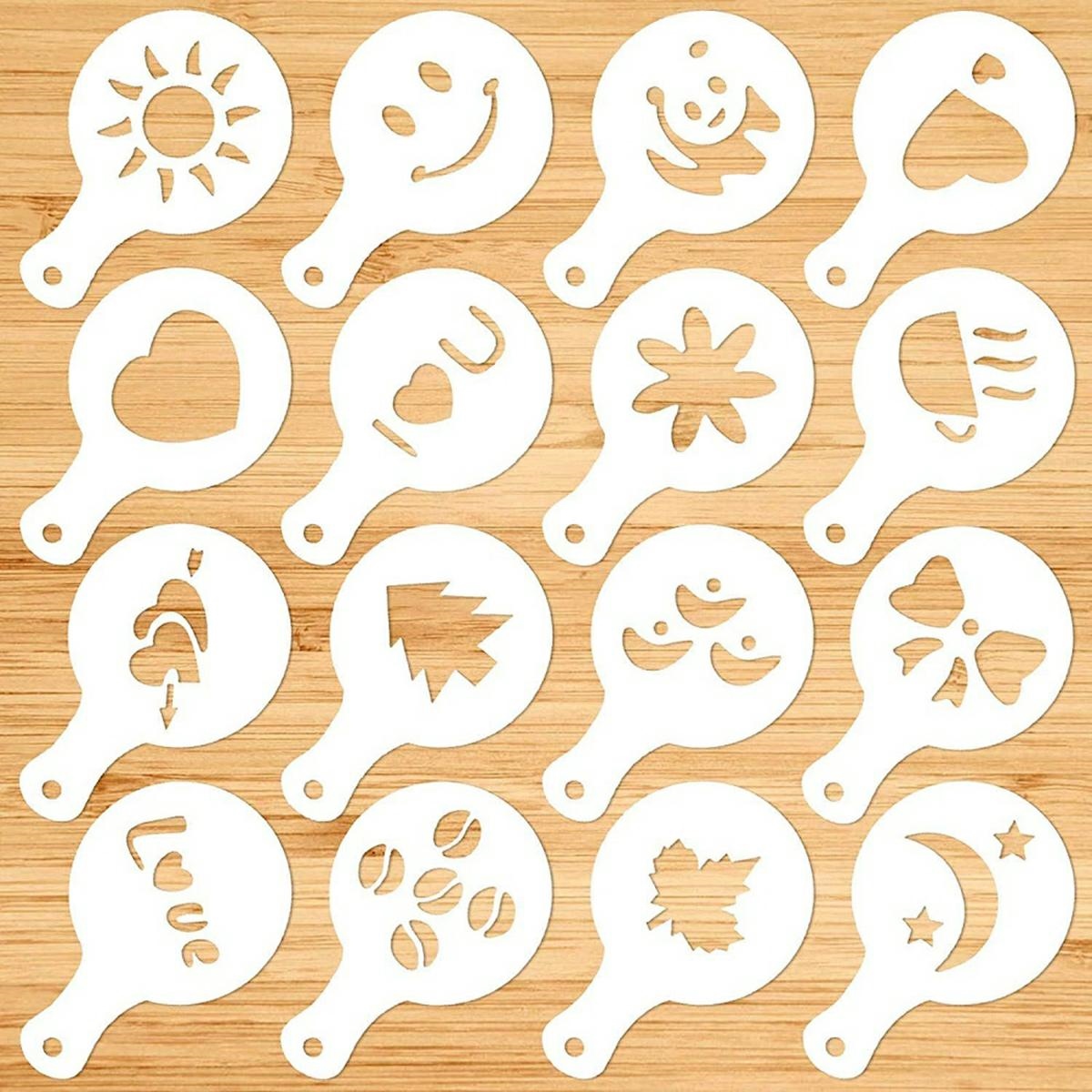 Set 16 sabloane reutilizabile pentru ornarea desertului sau a cafelei - imagine 8