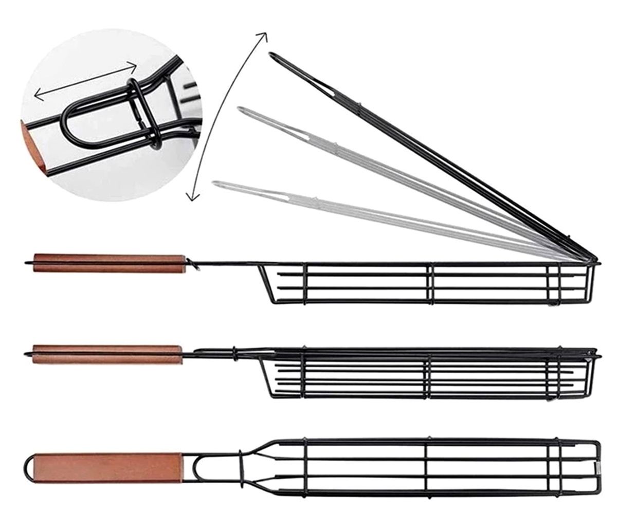 Ustensila de tip "cos" cu maner pentru preparat legume la gratar - imagine 4