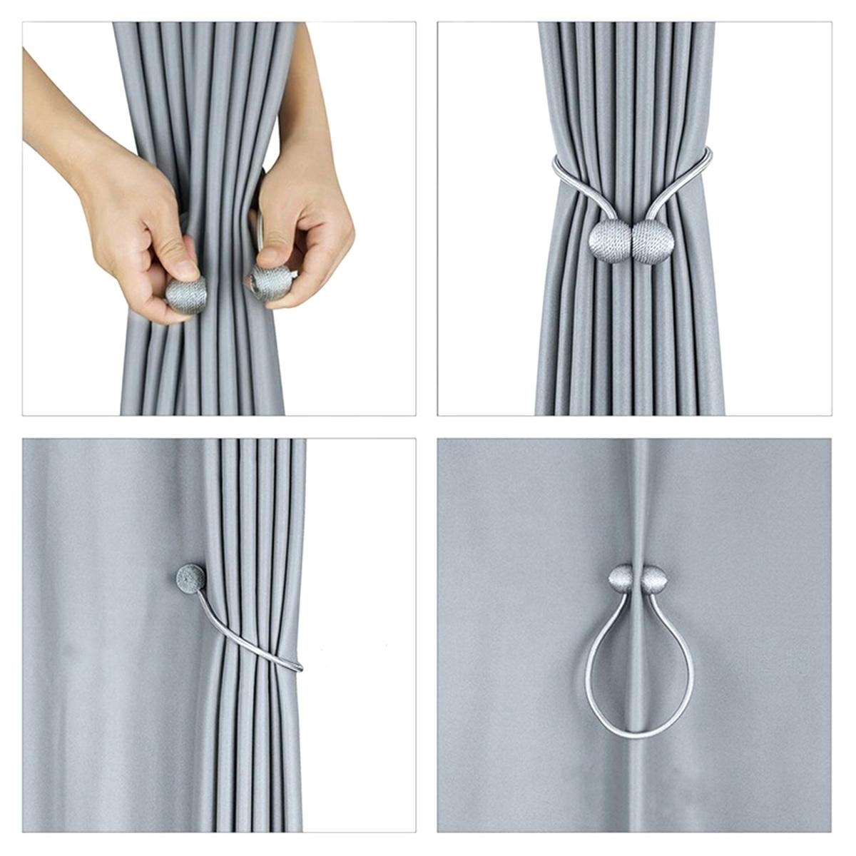 Bratara magnetica de prindere perdele/draperii, model SILVER BALLS - imagine 2