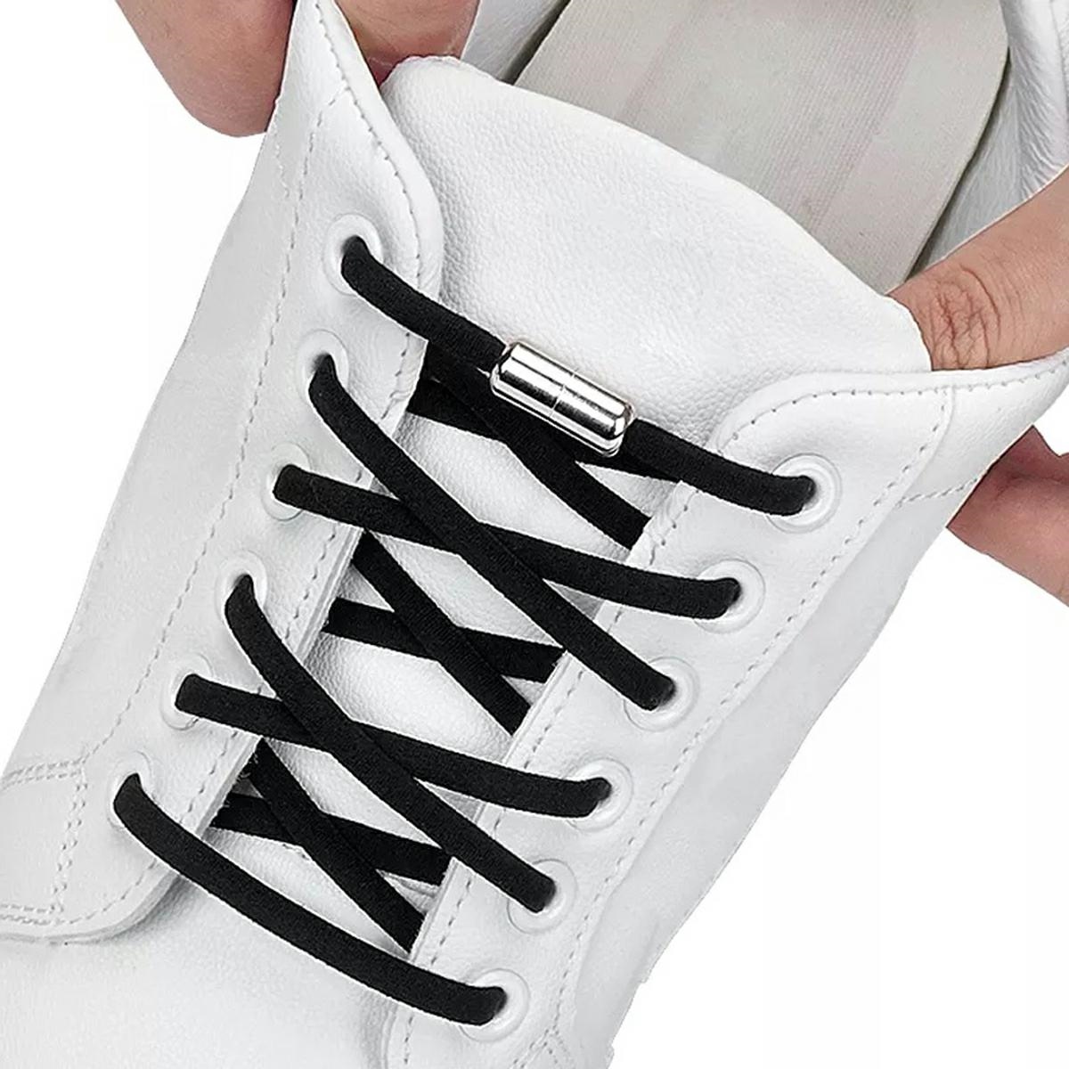 Sireturi elastice SMART pentru incaltaminte cu clema metalica, culoare neagra - imagine 4