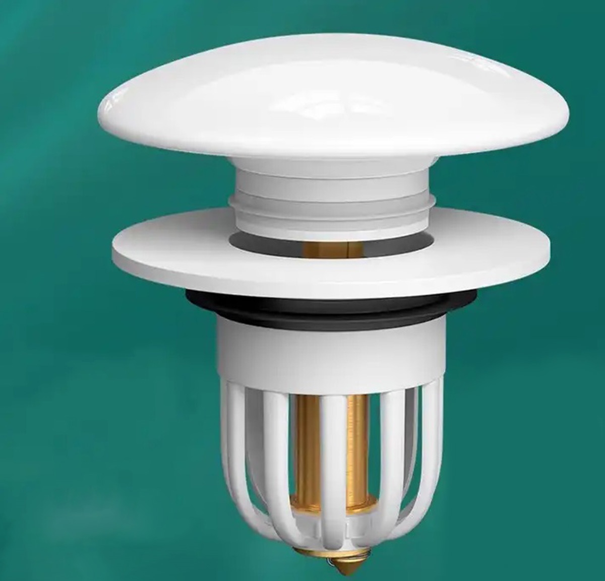 Dop scurgere chiuveta, universal, deschidere cu click, material oțel, diametru exterior 66 mm, culoare Alba - imagine 5