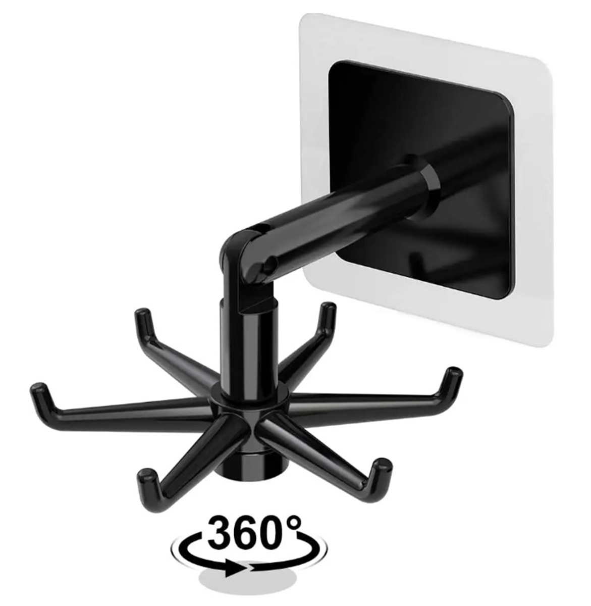 Umeras rotativ de bucatarie cu 6 carlige, material ABS, lungime 11 cm, culoare Negru - imagine 4