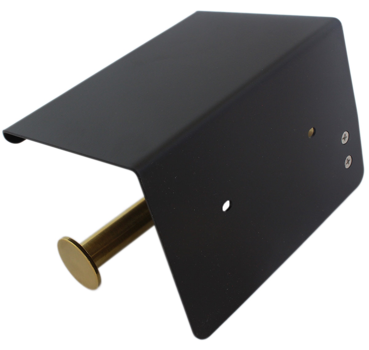 Suport pentru hartie igienica cu raft suplimentar, din otel, culoare neagra cu brat auriu - imagine 4