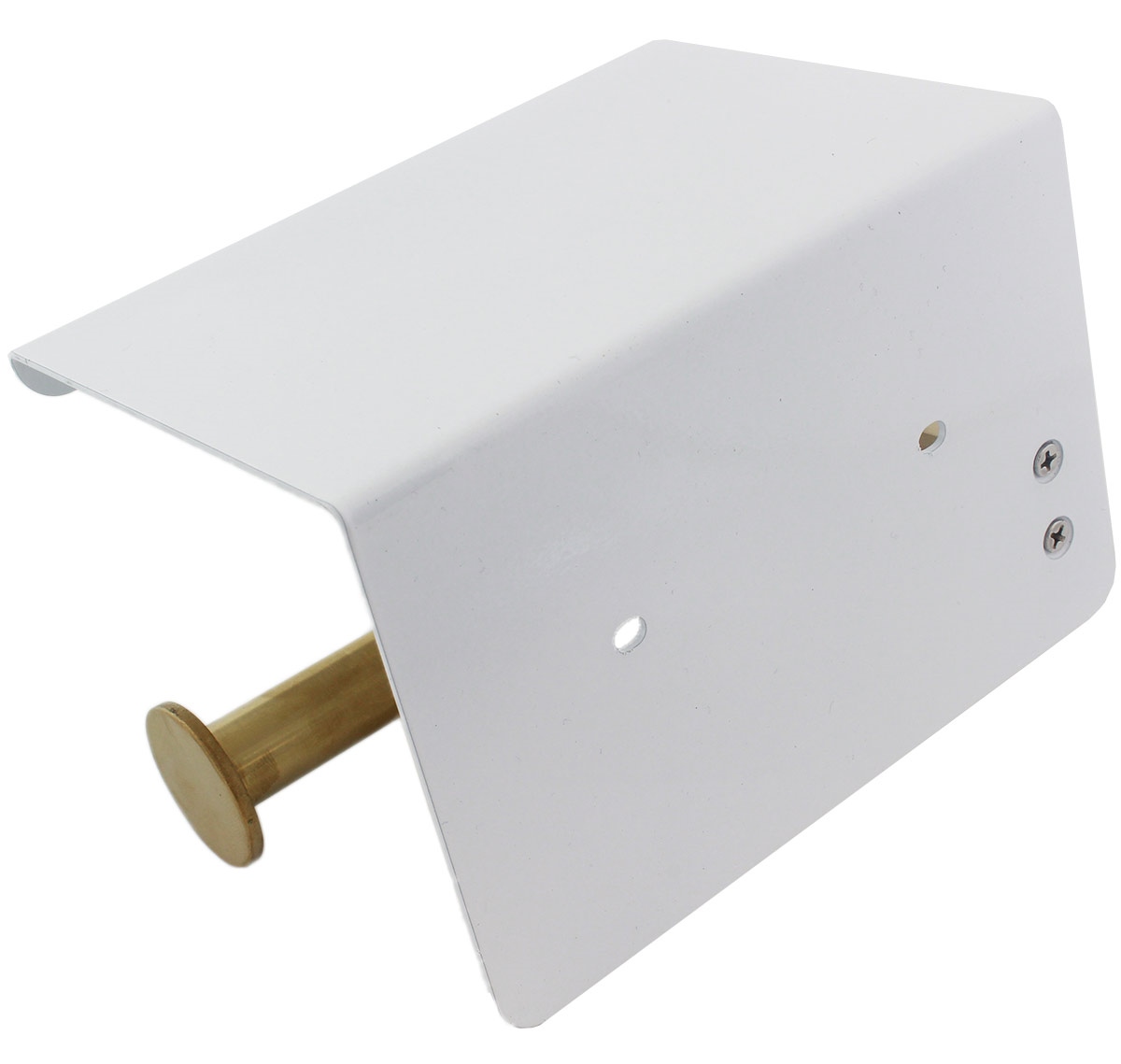 Suport pentru hartie igienica cu raft suplimentar, din otel, culoare alba cu brat auriu - imagine 4