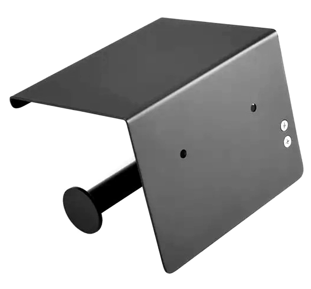 Suport pentru hartie igienica cu raft suplimentar, din otel, culoare neagra - imagine 5