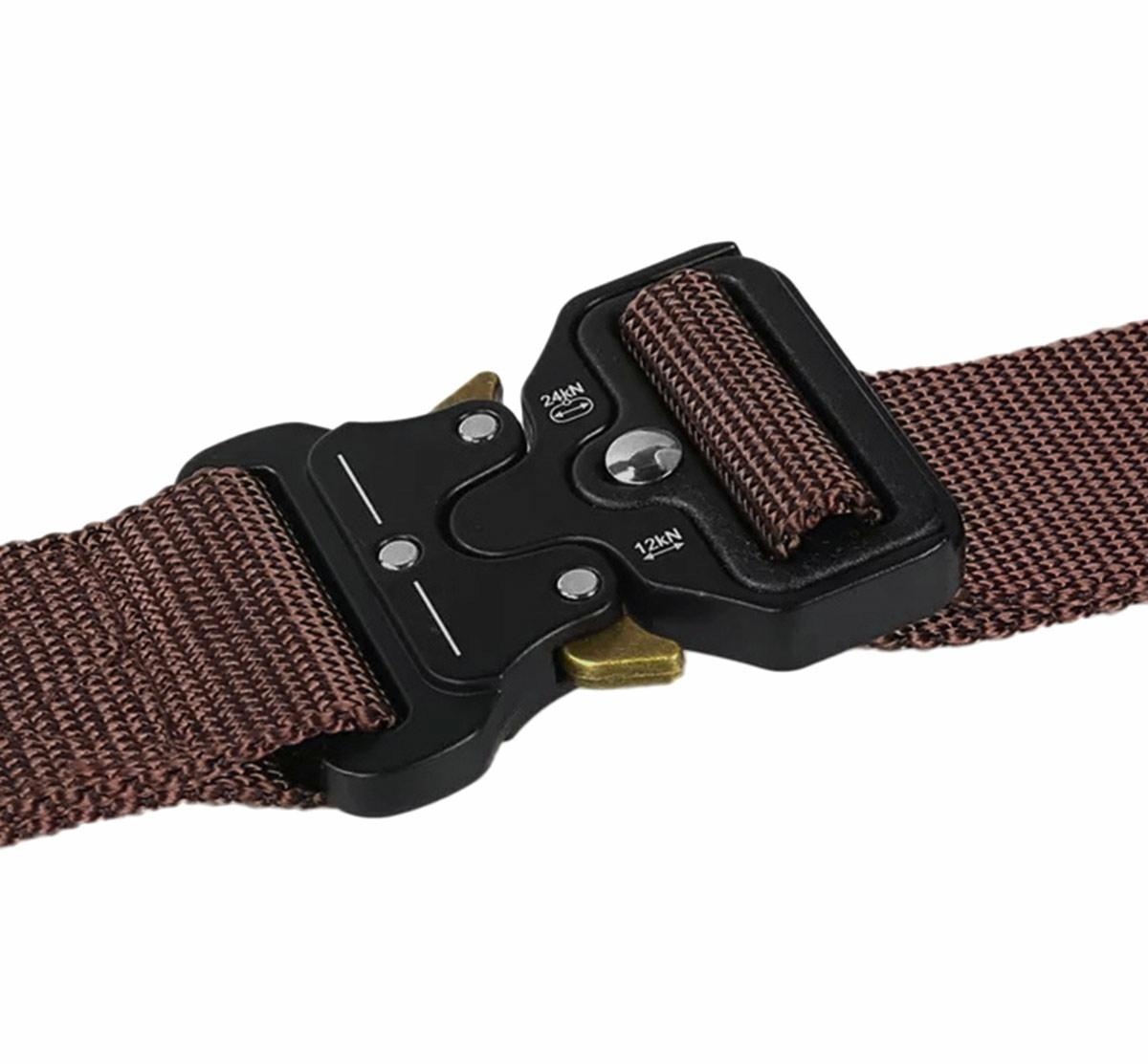 Curea Tactica pentru pantaloni, culoare Maro cu catarama Neagra - imagine 3