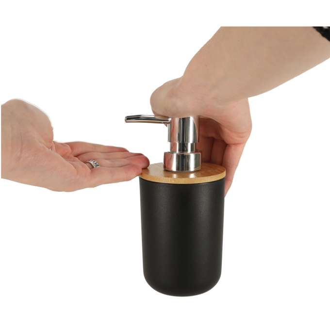 Set Elegant pentru baie format din 6 piese, ABS + lemn, culoare negru/maro - imagine 9