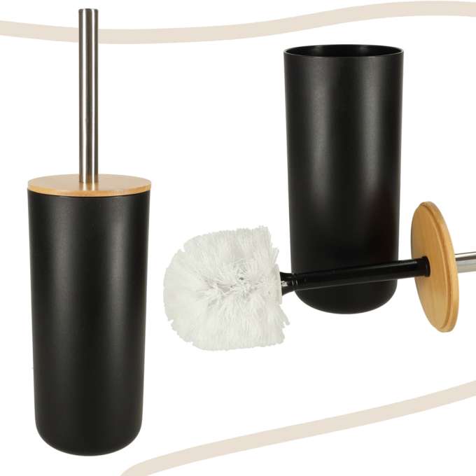 Set Elegant pentru baie format din 6 piese, ABS + lemn, culoare negru/maro - imagine 11