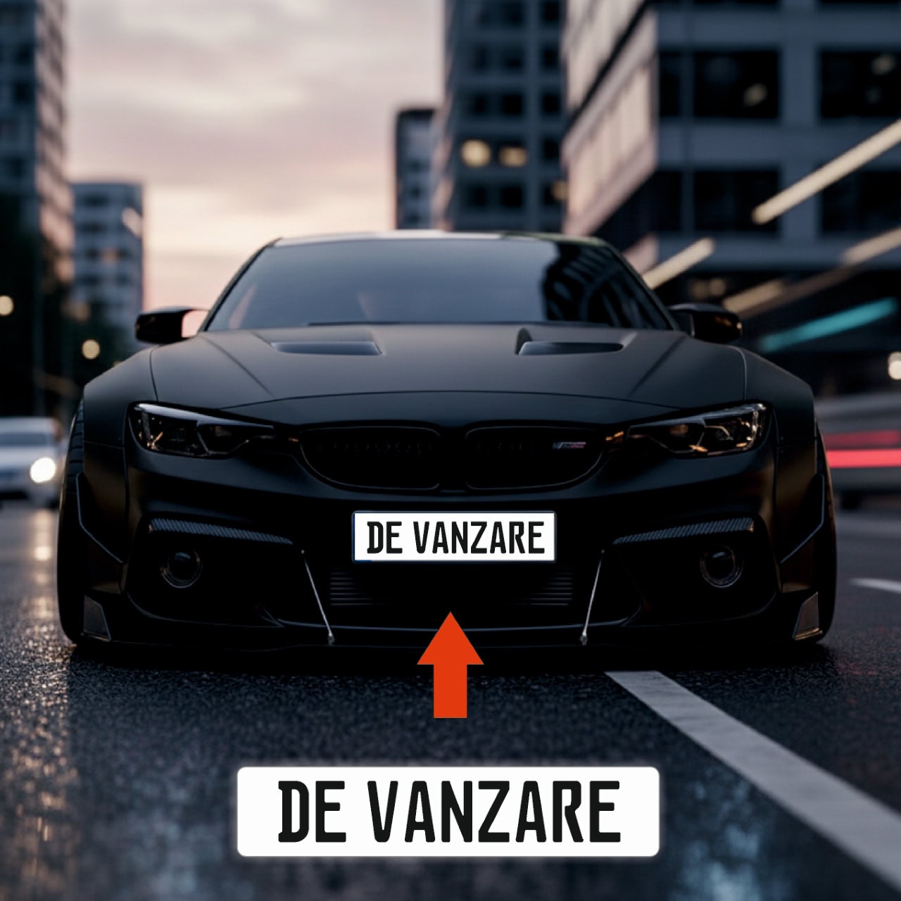 Placuta de inmatriculare "CUSTOM TEXT", dimensiune 52 x 11 cm, culoare alba, material PVC, 33 de caractere incluse