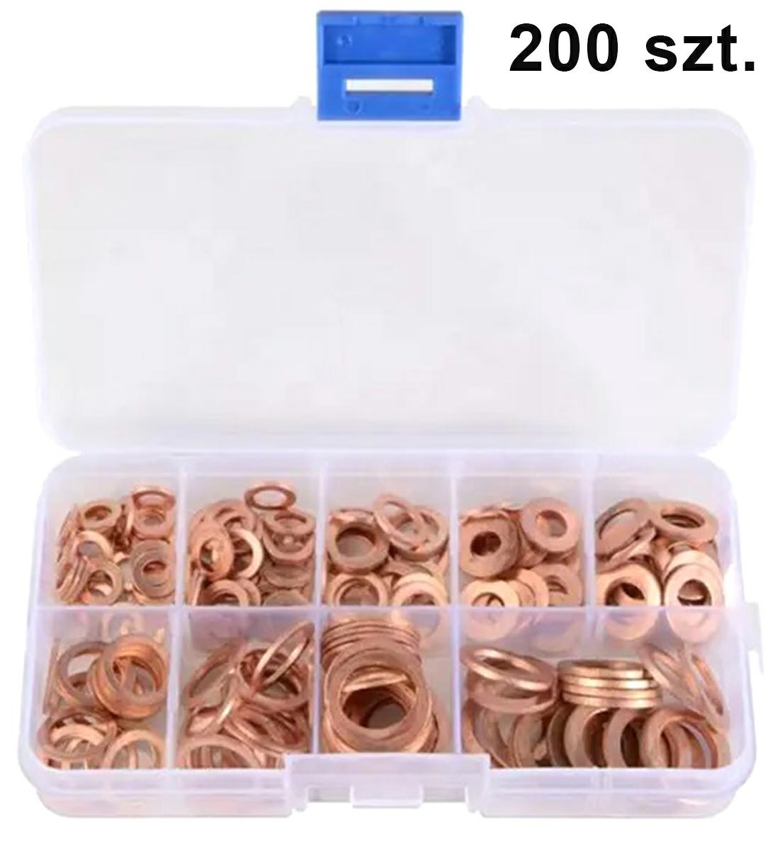 Set 200 de șaibe din cupru, 9 dimensiuni diferite, pentru buson baie de ulei sau alte reparatii - imagine 3