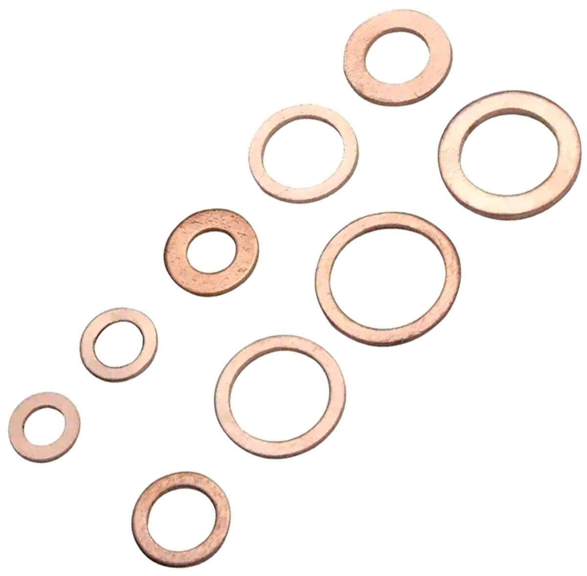 Set 200 de șaibe din cupru, 9 dimensiuni diferite, pentru buson baie de ulei sau alte reparatii - imagine 5