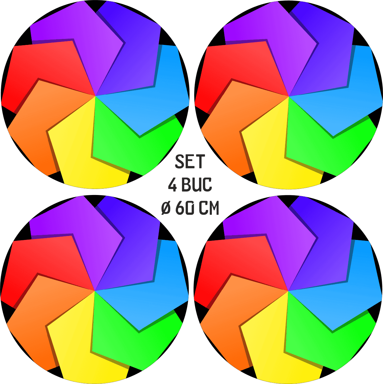 Set 4 Folii Imprimate Outdoor cu EcoSolvent, autoadezive, pentru decorarea jantelor auto, dimetru 60 cm, model FJT-36 - imagine 5