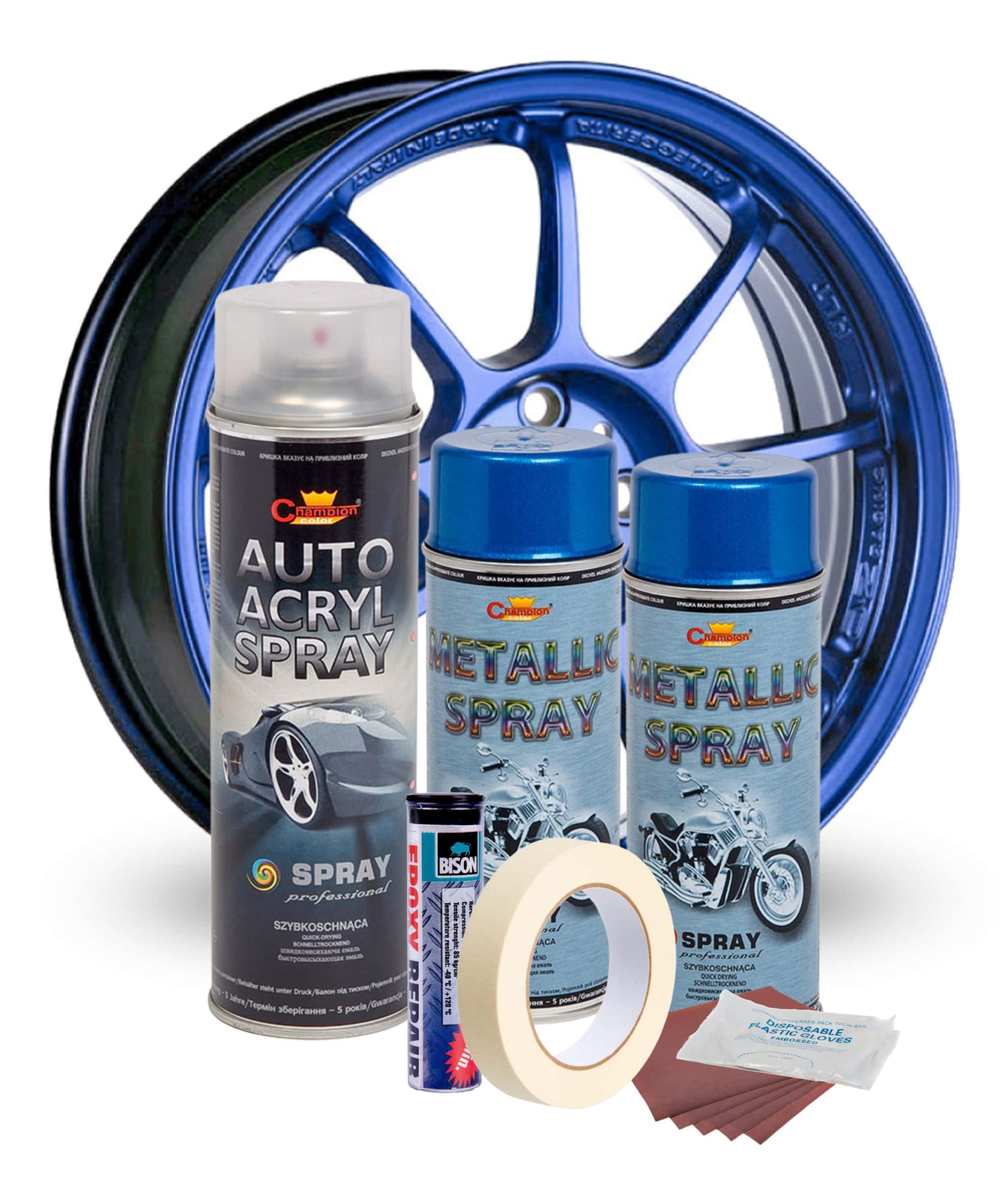Kit complet reparatie si vopsire jante culoare Albastru Metalizat, V2 - imagine 2